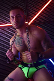 BREEDWELL Jock AXEL Peek-A-Boo Effect Lined Jockstrap Mesh Pouch Neon Green 19 - SexyMenUnderwear.com