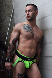 BREEDWELL Jock AXEL Peek-A-Boo Effect Lined Jockstrap Mesh Pouch Neon Green 19 - SexyMenUnderwear.com