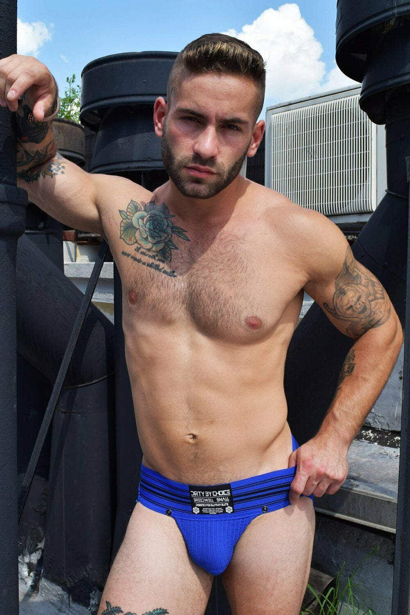 BREEDWELL Jock CUMDUMP Old-School Woven Jockstrap Classic Blue 3 - SexyMenUnderwear.com