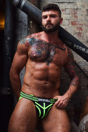 BREEDWELL Jock Hybred Lightweight Neoprene Knit Jockstrap in Neon Green - SexyMenUnderwear.com