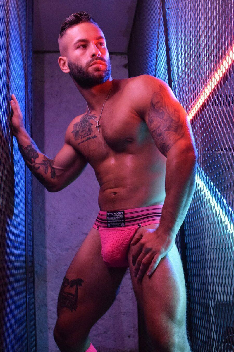 BREEDWELL Jock Old-School Woven 'CUMDUMP' Jockstrap Classic Comfy Pink 3 - SexyMenUnderwear.com