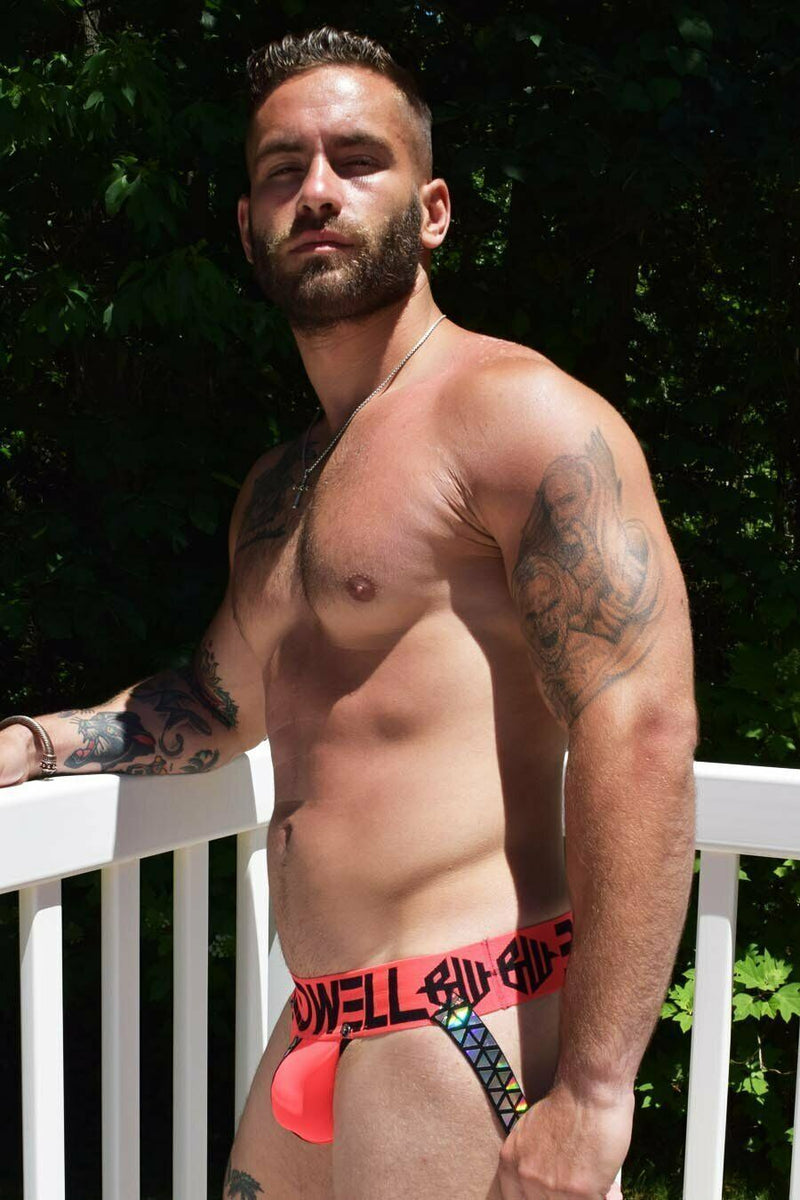 BREEDWELL Jocks Prism Blacklight Reflective Elastic Jockstraps Orange Neon 11 - SexyMenUnderwear.com