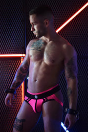 BREEDWELL Jockstrap AXEL Peek-A-Boo Jock Lined Mesh Pouch Neon Pink 19 - SexyMenUnderwear.com