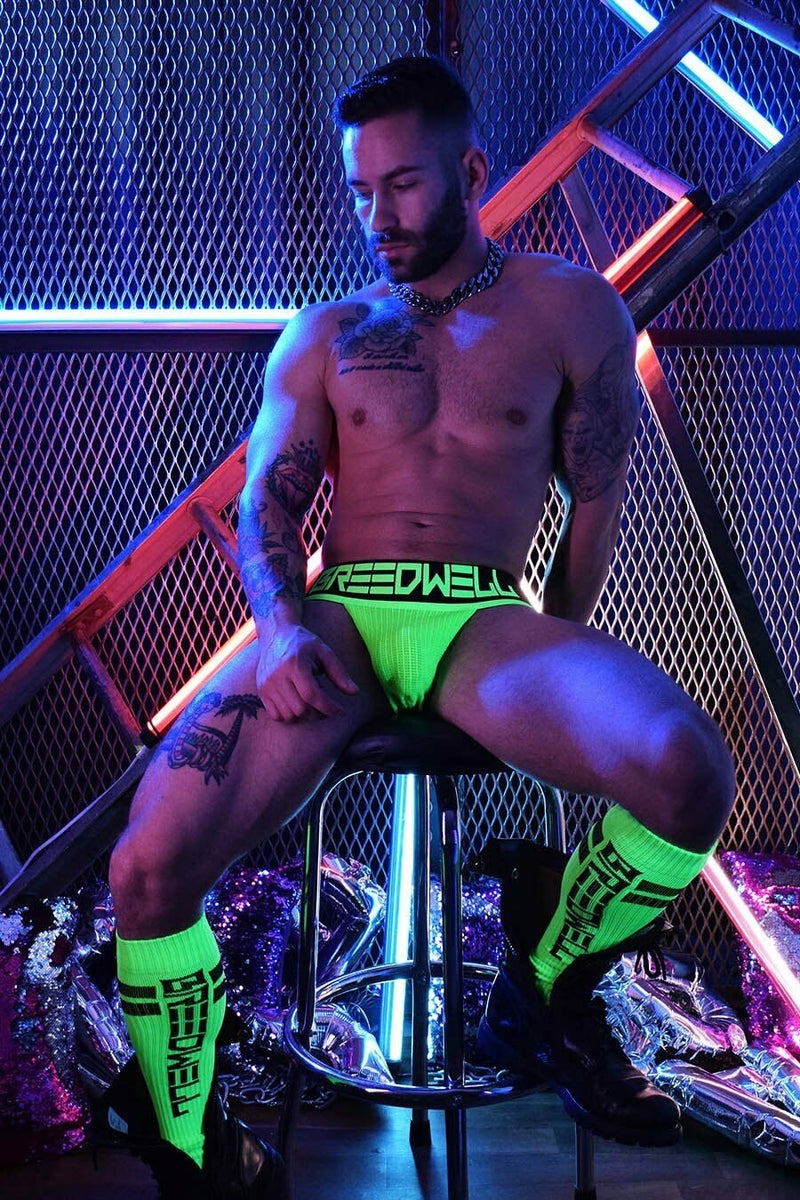 BREEDWELL Jockstrap New-School Classic Woven Jock Green-Neon 7 - SexyMenUnderwear.com