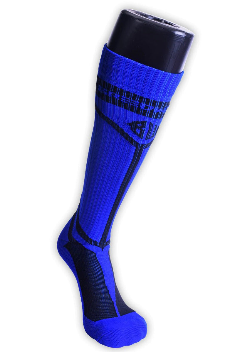 BREEDWELL Knee Socks HYBRID Bold Logo Lined Angled Royal Sock 14 - SexyMenUnderwear.com
