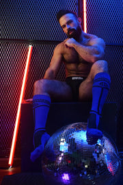 BREEDWELL Knee Socks HYBRID Bold Logo Lined Angled Royal Sock 14 - SexyMenUnderwear.com