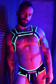BREEDWELL NEOGEAR SNAPS HARNESS FORM FITTING NEOPRENE NEON GREEN - SexyMenUnderwear.com