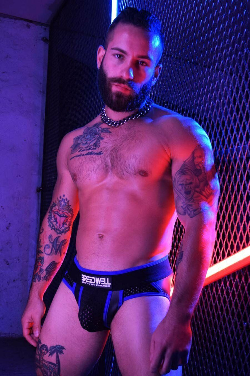 BREEDWELL Neoprene Jockstrap NEOGEAR Mesh Jock Royal Blue 21 - SexyMenUnderwear.com