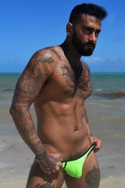 BREEDWELL Scandal Mankini Swim-Brief Two Metal Side Buckles Neon Green 10 - SexyMenUnderwear.com