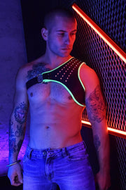 BREEDWELL SHOULDER HARNESS SYNERGY LED 20-MODES SOFT NEOPRENE O/S NEON GREEN - SexyMenUnderwear.com