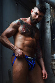 BREEDWELL Signature Jockstrap Hybred Lightweight Neoprene Jock Knit Blue - SexyMenUnderwear.com