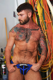 BREEDWELL Signature Jockstrap Hybred Lightweight Neoprene Jock Knit Blue - SexyMenUnderwear.com