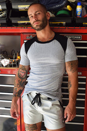 BREEDWELL T-Shirt PROWLER Tee Leather-Look D-Ring PVC Logo Grey Heather 22 - SexyMenUnderwear.com