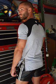 BREEDWELL T-Shirt PROWLER Tee Leather-Look D-Ring PVC Logo Grey Heather 22 - SexyMenUnderwear.com