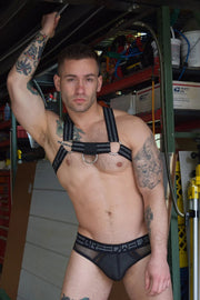 BREEDWELL VOYEUR HARNESS REMOVABLE STRAP STAINLESS STEEL O-RINGS BLACK 29 - SexyMenUnderwear.com