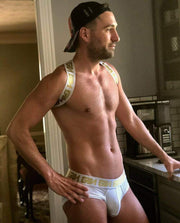 Brief GARCON MODEL San Marco Briefs Double-Ply White & Gold 6 - SexyMenUnderwear.com