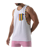 Camisole TOF PARIS Pride Tank Top Rainbow Pattern Sewn In Soft Cotton Jersay 22 - SexyMenUnderwear.com