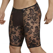 CANDYMAN Boxer Total Mesh Transparent Lingerie Sexy Collant Short Black 99378 3 - SexyMenUnderwear.com