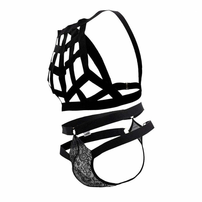 CANDYMAN Cage Harness Thong Stretchy Microfiber Black 99419 8 - SexyMenUnderwear.com