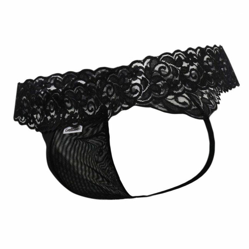 CANDYMAN Lace Thong Sexy Front Super Stretch Black 99370 6 - SexyMenUnderwear.com