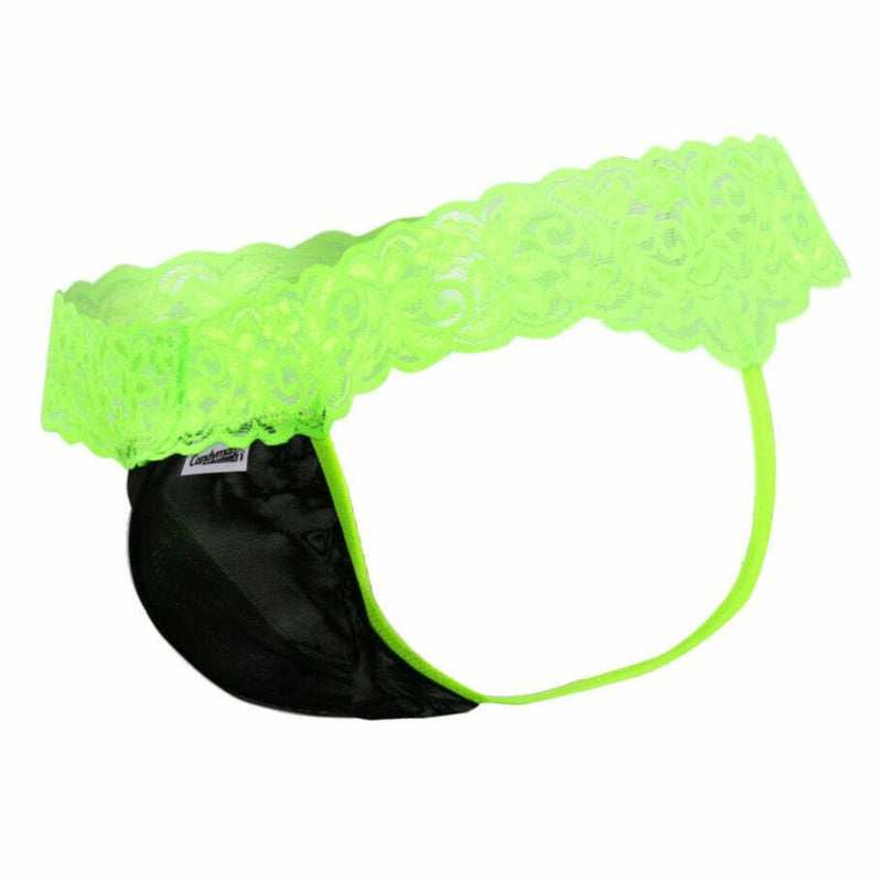 CANDYMAN Lace Thong Sexy Front Super Stretch Hot Green 99370 6 - SexyMenUnderwear.com