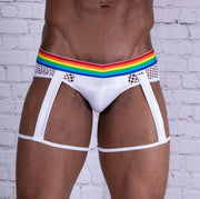 CandyMan Mens garther mini brief ! Slip jarretière pour homme White 99375 4 - SexyMenUnderwear.com