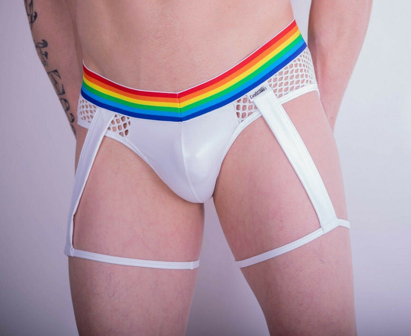 CandyMan Mens garther mini brief ! Slip jarretière pour homme White 99375 4 - SexyMenUnderwear.com