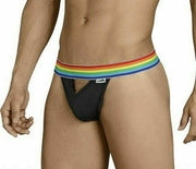 CANDYMAN Pride Thongs Romantic Sexy Gay Rainbow Flag Black 99388 1 - SexyMenUnderwear.com