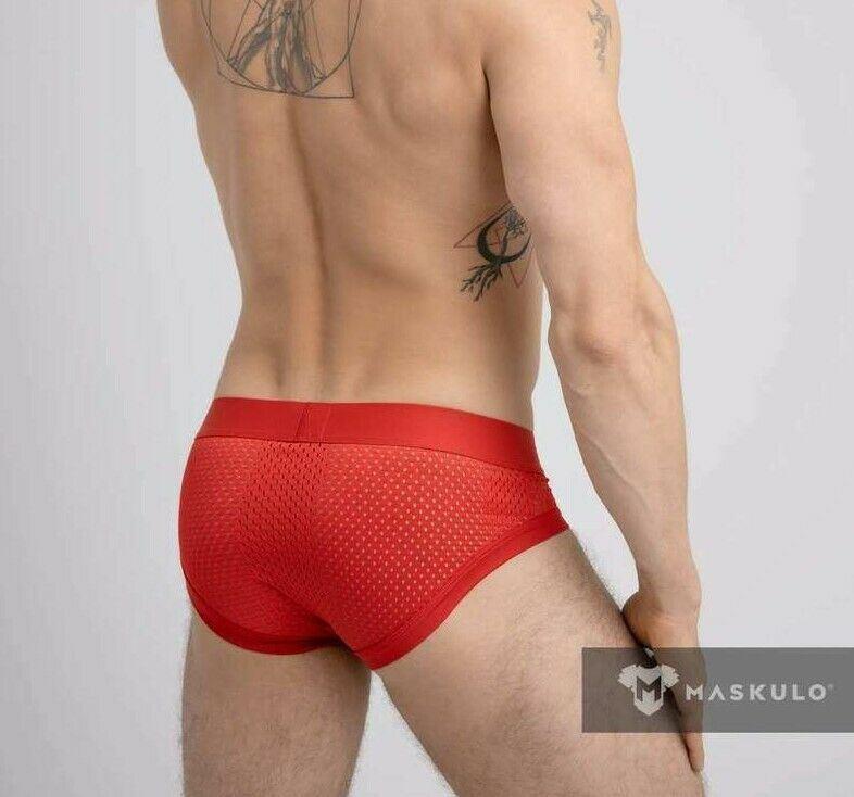 Casual Briefs Classic MASKULO Breathable Microfiber Mesh Brief RED BR072-10 15 - SexyMenUnderwear.com