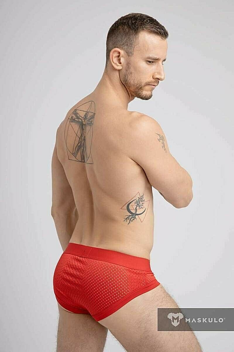 Casual Briefs Classic MASKULO Breathable Microfiber Mesh Brief RED BR072-10 15 - SexyMenUnderwear.com