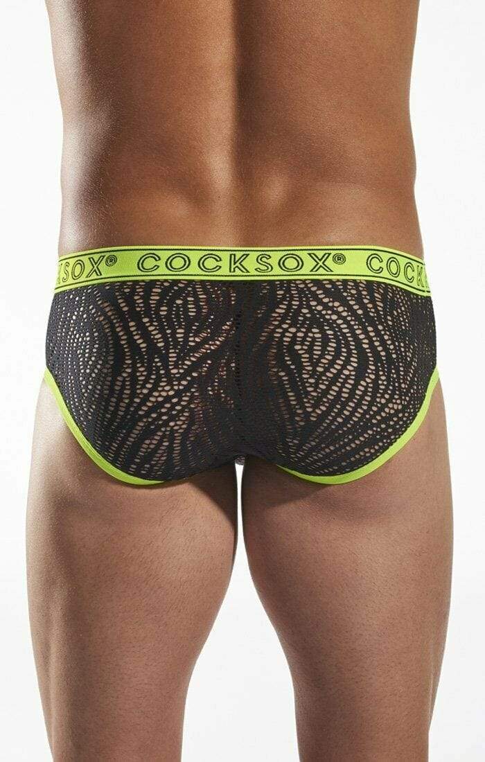 Cocksox CockSox Brief Enhancer Pouch Shredded Mesh Quality Slip Atomic Green CX76SD 12