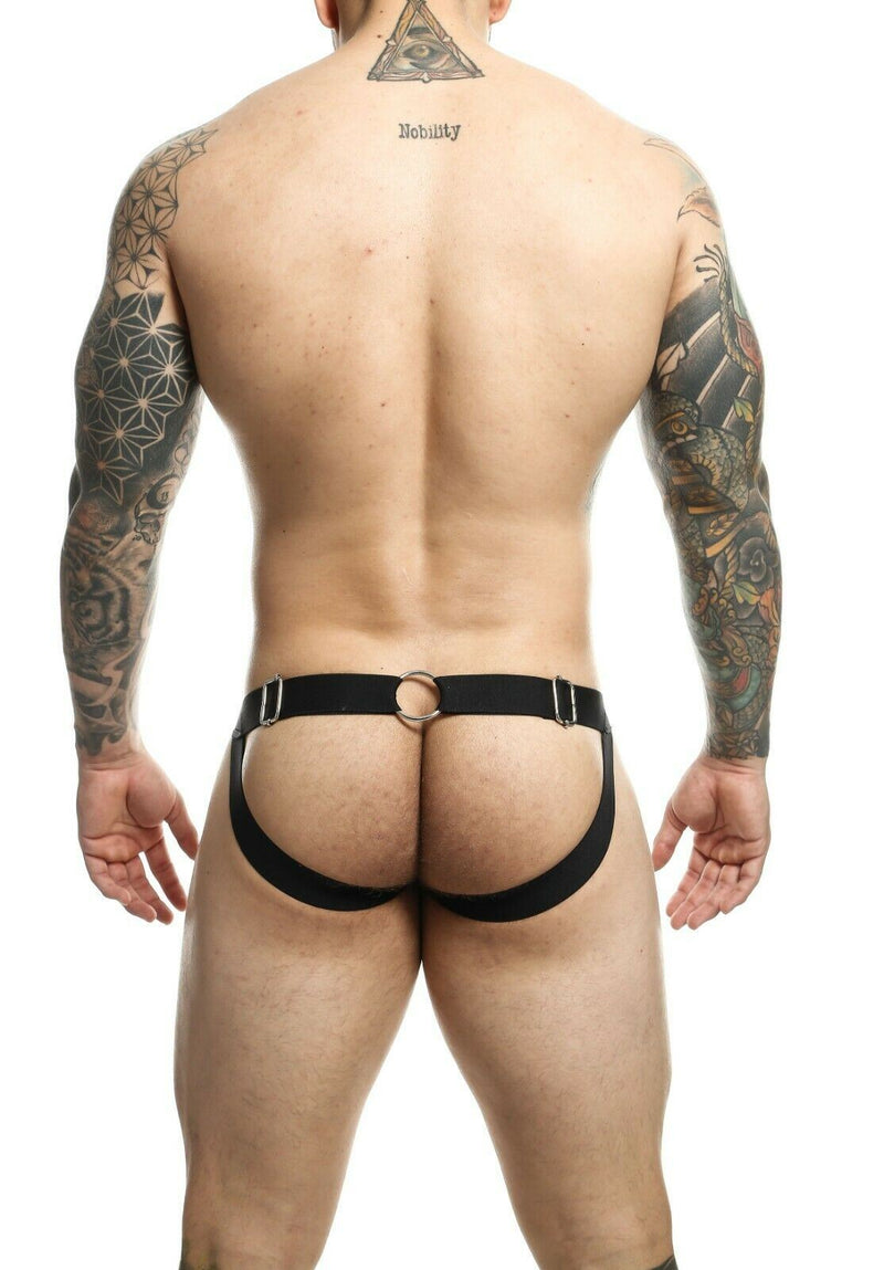DNGEON MOB Eroticwear Jock ChainLink Leather-Look Jockstrap Red DMBL02 2 - SexyMenUnderwear.com