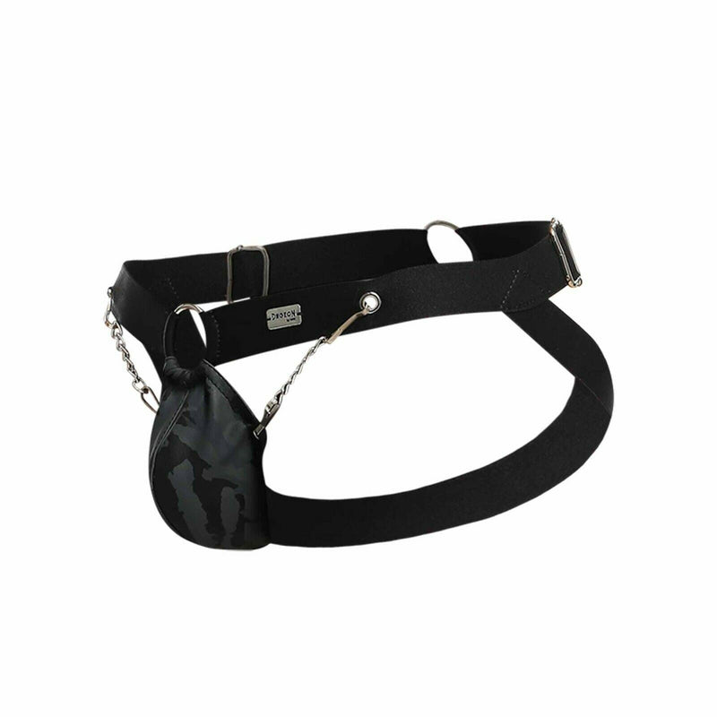 DNGEON MOB Eroticwear Jockstrap ChainLink Leather-Look Jock Midnight DMBL02 2 - SexyMenUnderwear.com