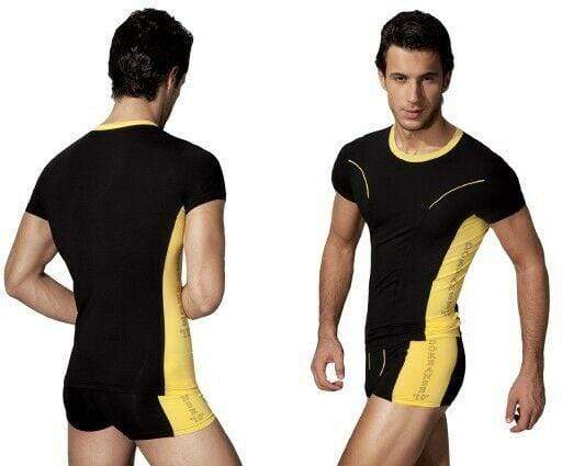 SMALL Doreanse T-Shirt Black And Yellow 2599 2A - SexyMenUnderwear.com
