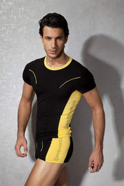 SMALL Doreanse T-Shirt Black And Yellow 2599 2A - SexyMenUnderwear.com