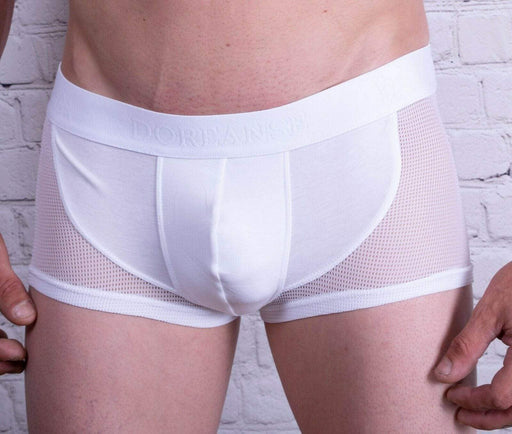 DOREANSE Mens Boxer brief sexy side mesh fabric White 1705 13 - SexyMenUnderwear.com