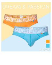 Duo Pack Private Structure Mini Brief Dream & Passion Aqua Blue + Orange 4385 - SexyMenUnderwear.com