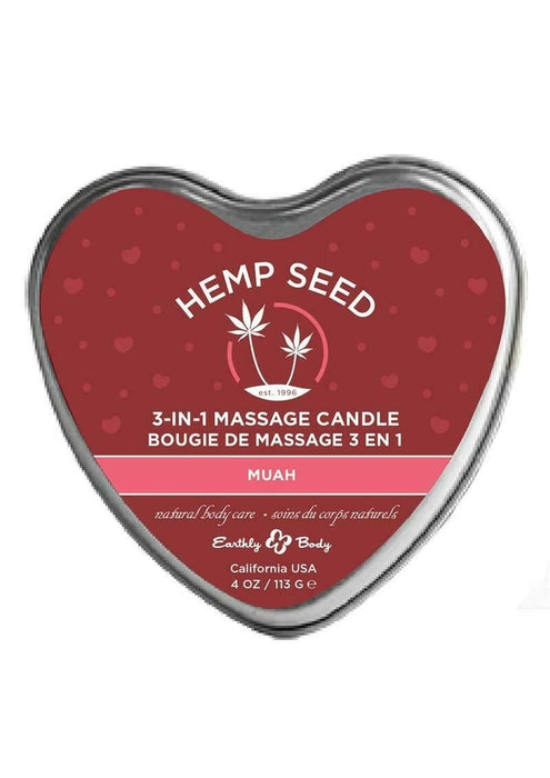 Earthly Body Hemp See 3 in 1 Heart Massage Candle Muah/Smooches/Kiss Me 1 - SexyMenUnderwear.com