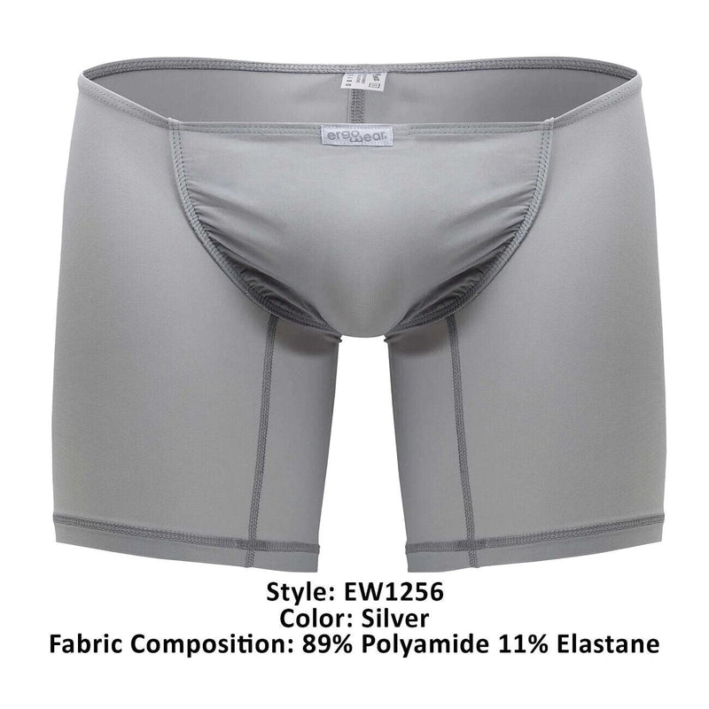 ErgoWear Long Boxer Briefs Feel GR8 Midcut Body-Defining Fit Silver 1256 - SexyMenUnderwear.com