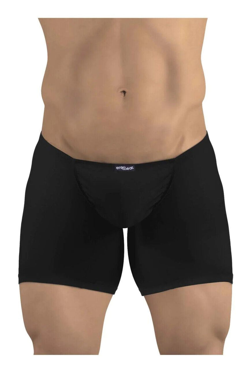 ErgoWear Long Boxer Briefs Feel GR8 Midcut Sports Body-Defining Fit Black 1248 - SexyMenUnderwear.com
