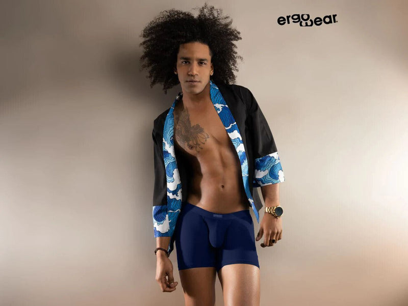 ErgoWear Long Boxer Briefs SLK Body-Defining MidCut Boxer Navy Blue 1150 21 - SexyMenUnderwear.com