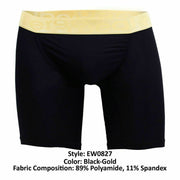 ErgoWear Long Boxer FEEL XV Extra Room Pouch Trunk Black-Gold 0827 34 - SexyMenUnderwear.com