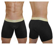 ErgoWear Long Boxer FEEL XV Extra Room Pouch Trunk Black-Gold 0827 34 - SexyMenUnderwear.com