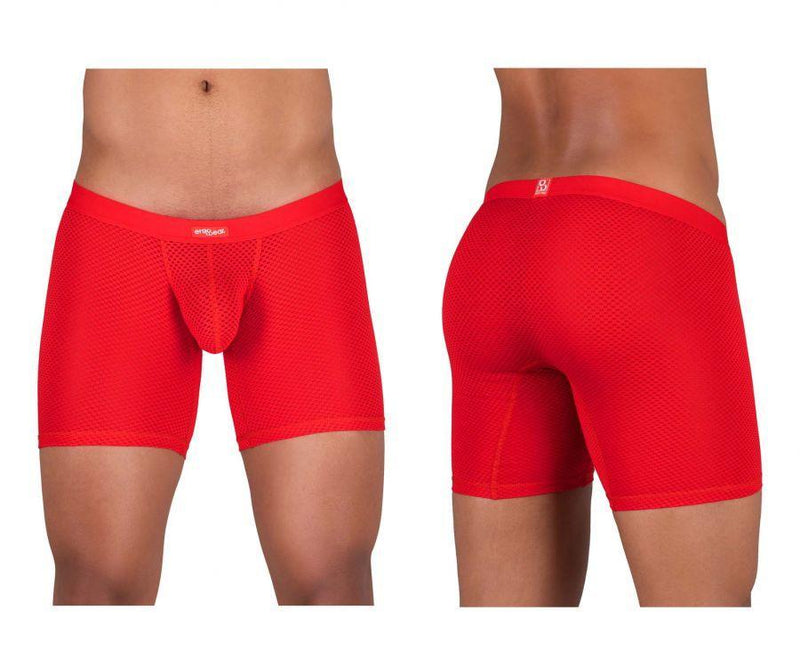 ErgoWear Long Boxer Sport Midcut SLK Mesh Boxer Briefs Red 1083 36 - SexyMenUnderwear.com