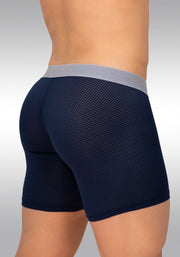 ErgoWear MidCut Boxer Briefs MAX Mesh Pouch Stretchy Long Boxer Dark Blue 1210 - SexyMenUnderwear.com