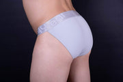 ErgoWear Tanga Brief Max XV Cut Mens Slip Satin Finish Silver 0829 12 - SexyMenUnderwear.com