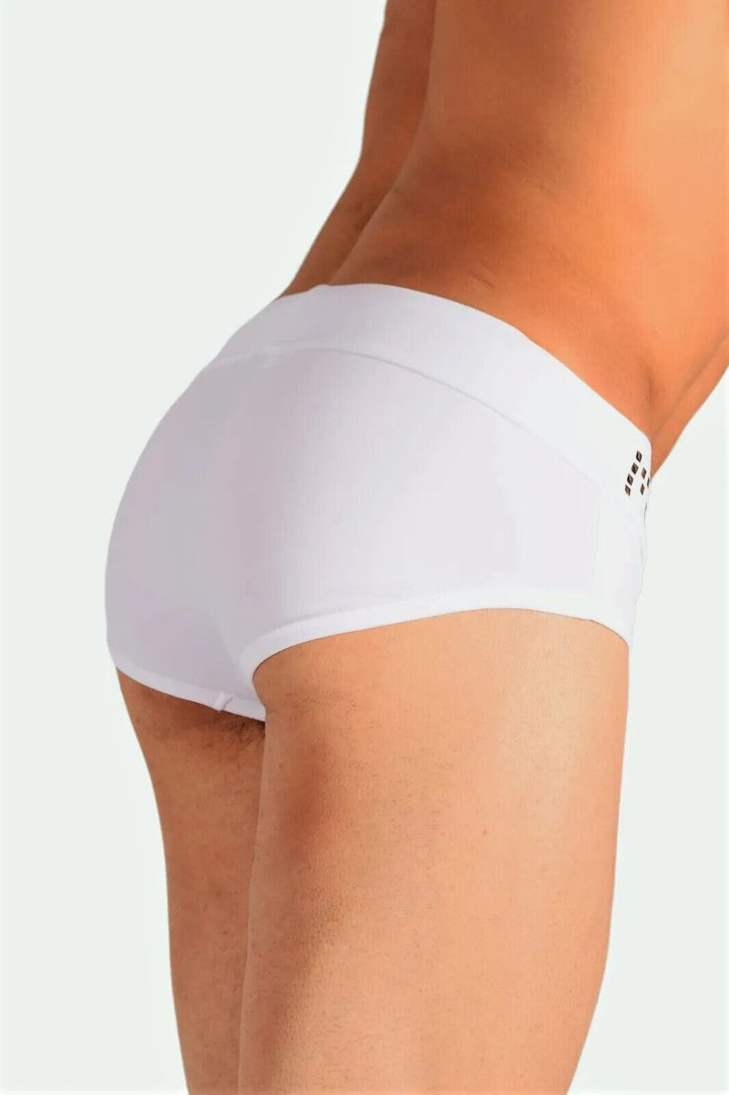 Fashion Swimwear Modus Vivendi Swim-Briefs Shiny Metalic Cubes White BS1811 5 - SexyMenUnderwear.com