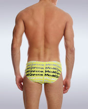 GARCON MODEL Swimwear Graffiti Low Rise Swim-Brief Zesty Yellow 9 - SexyMenUnderwear.com