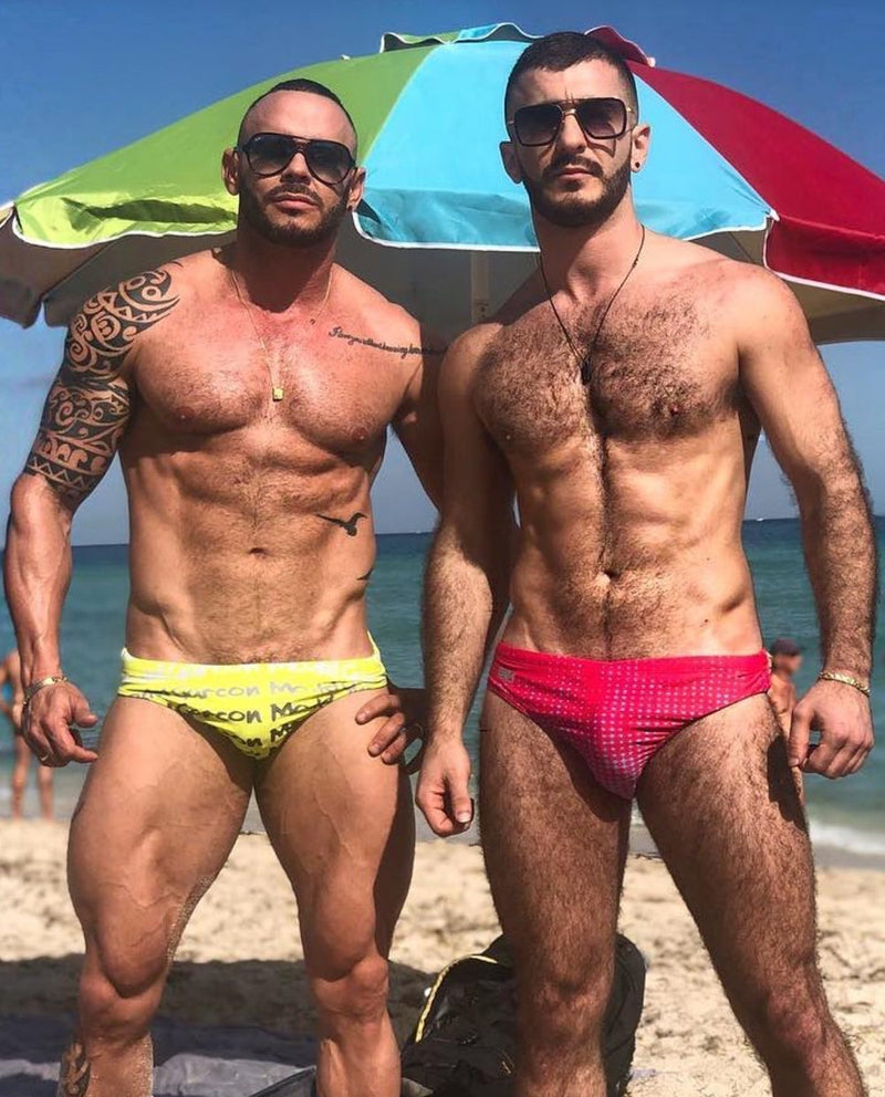 GARCON MODEL Swimwear Graffiti Low Rise Swim-Brief Zesty Yellow 9 - SexyMenUnderwear.com