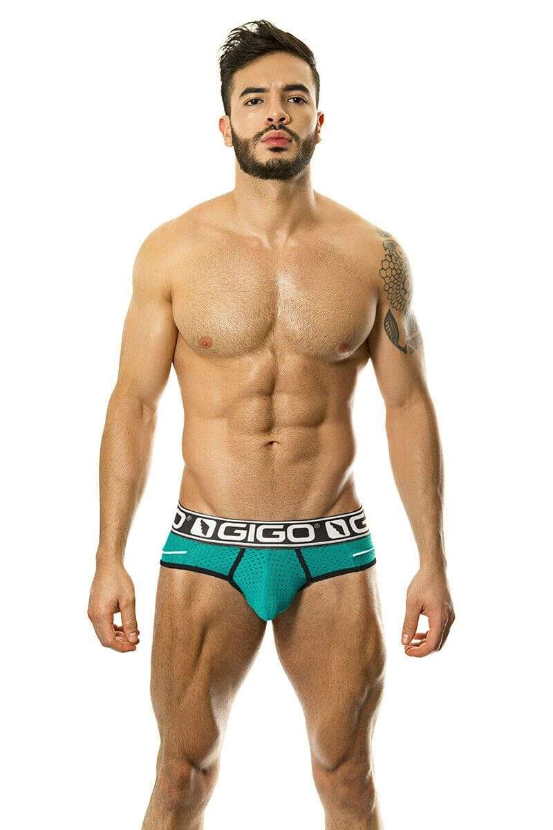 SMALL GIGO Sporty Mesh Briefs Look Stylish Fashion Slip Homme Green G01184 5